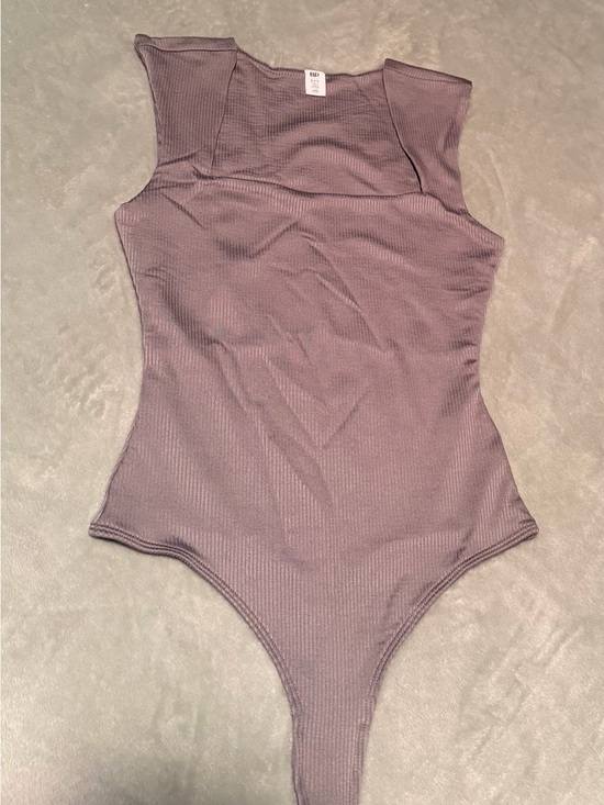 Tops - Ribbed Sleeveless One-Piece Bodysuit - Gray